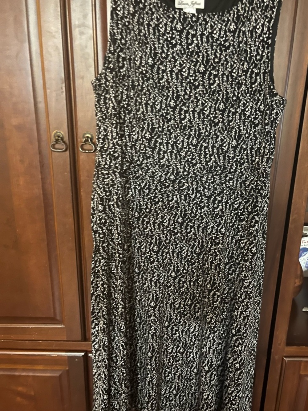 Alfani Black and White Printed Sleeveless Maxi Dress